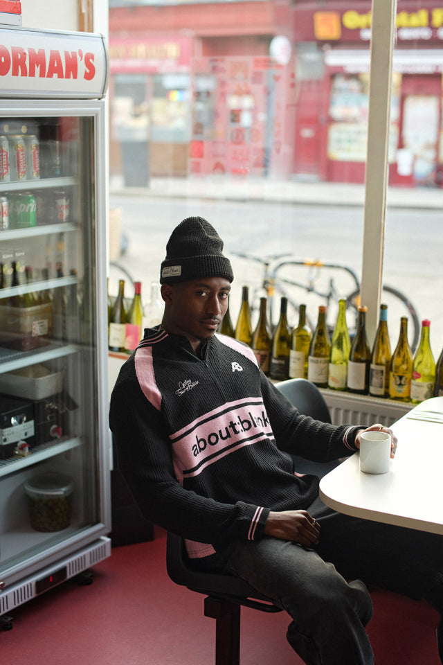 knitted cycling top black/pink