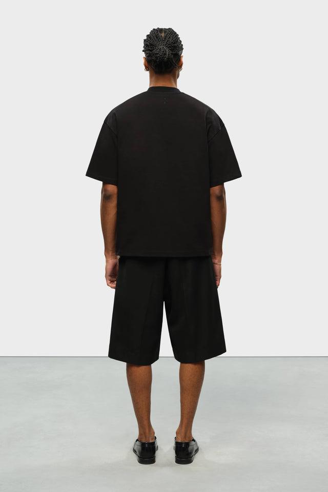 block mock neck t-shirt black/oat