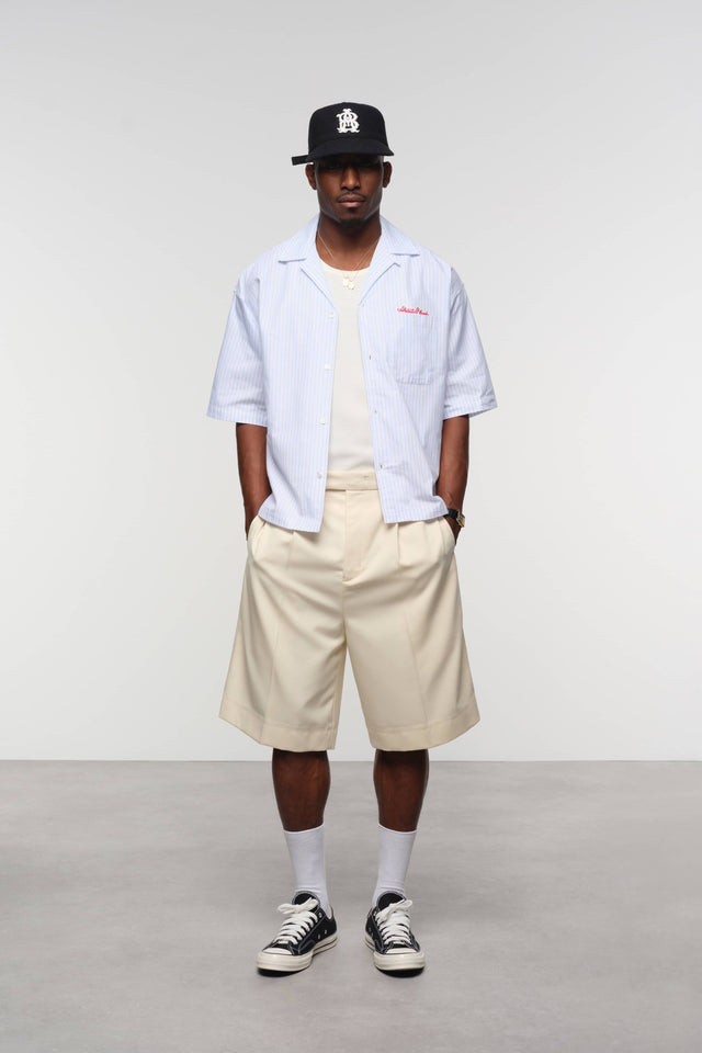 script short sleeve shirt white/blue