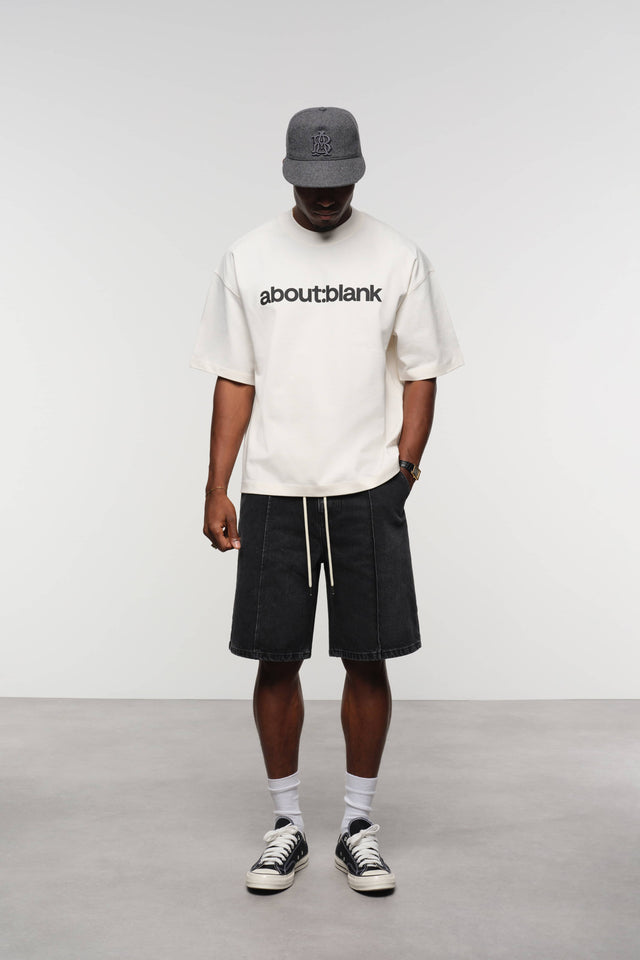 block mock neck t-shirt oat/black