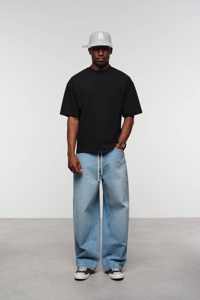 mock neck t-shirt black/ecru