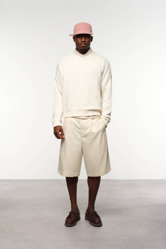 loose knit rolled crewneck ecru