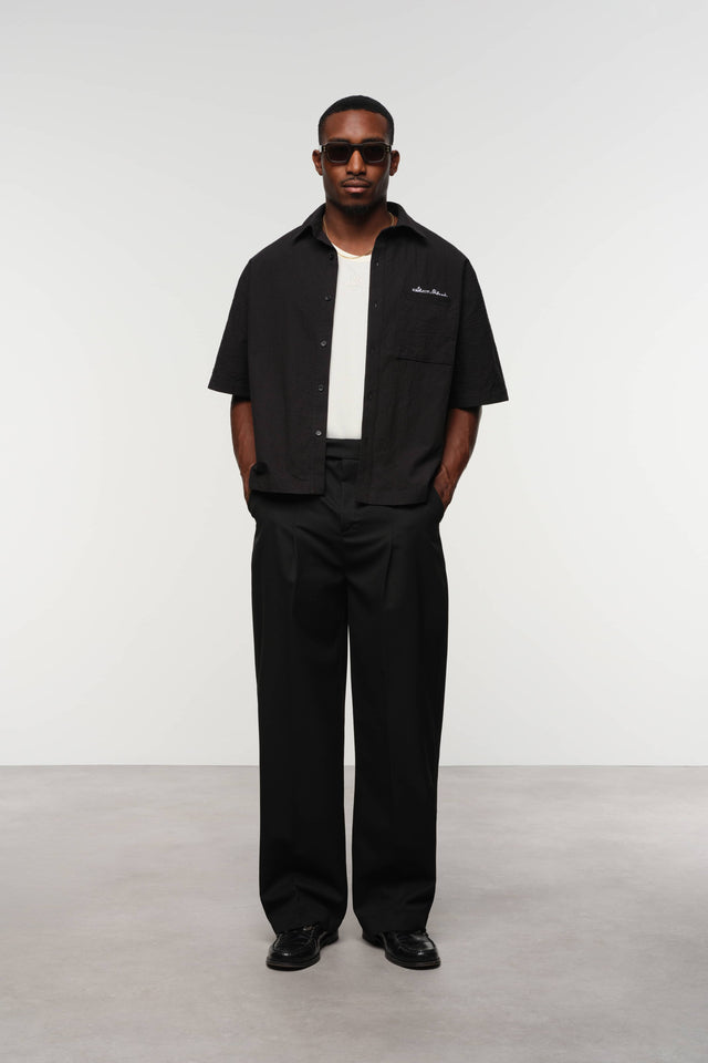 seersucker shirt black/black