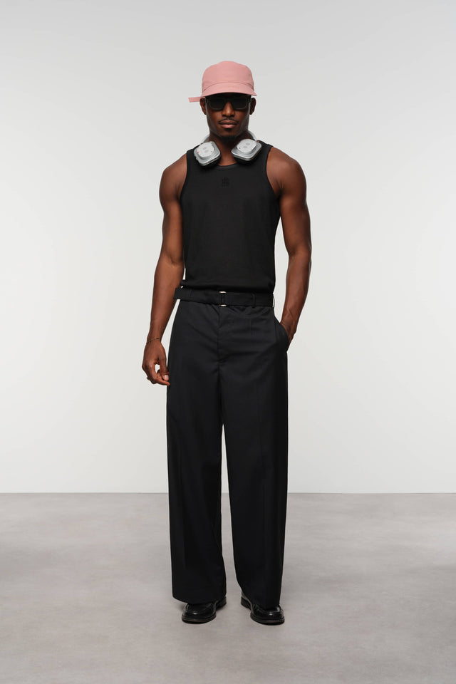relaxed belted trouser black