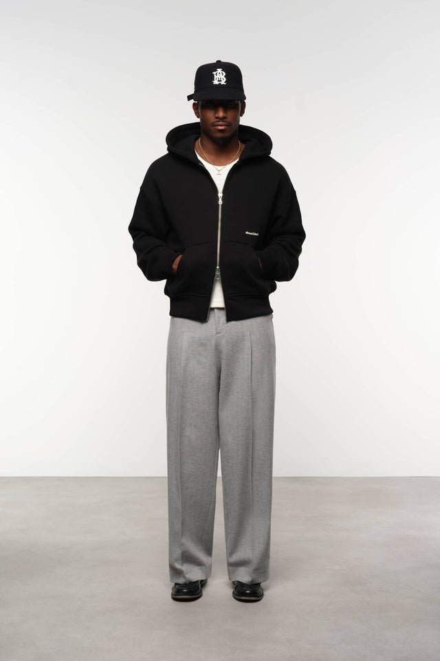 box zip hoodie black/ecru