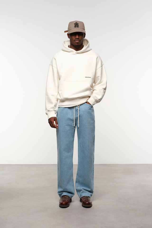 box hoodie ecru/black