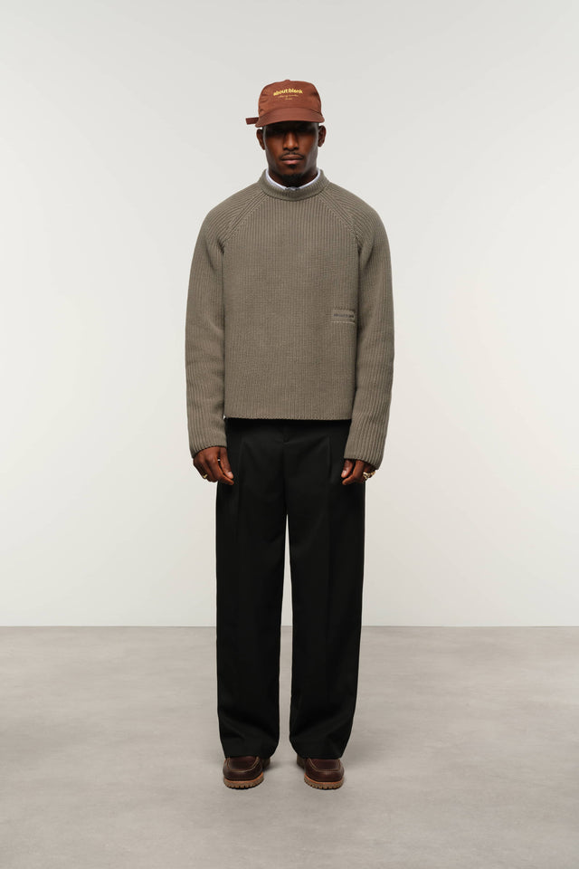 rib mock neck crew sage