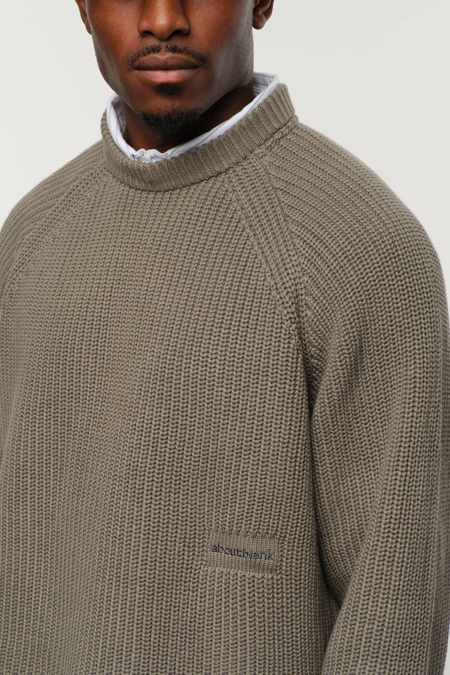 rib mock neck crew sage
