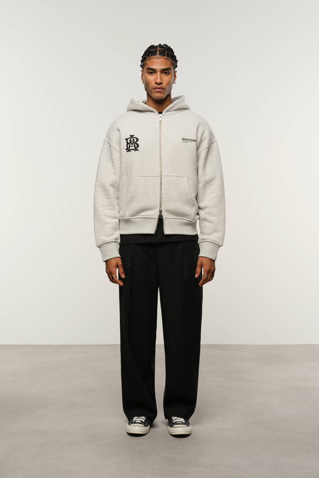 dual logo zip hoodie grey marl/black