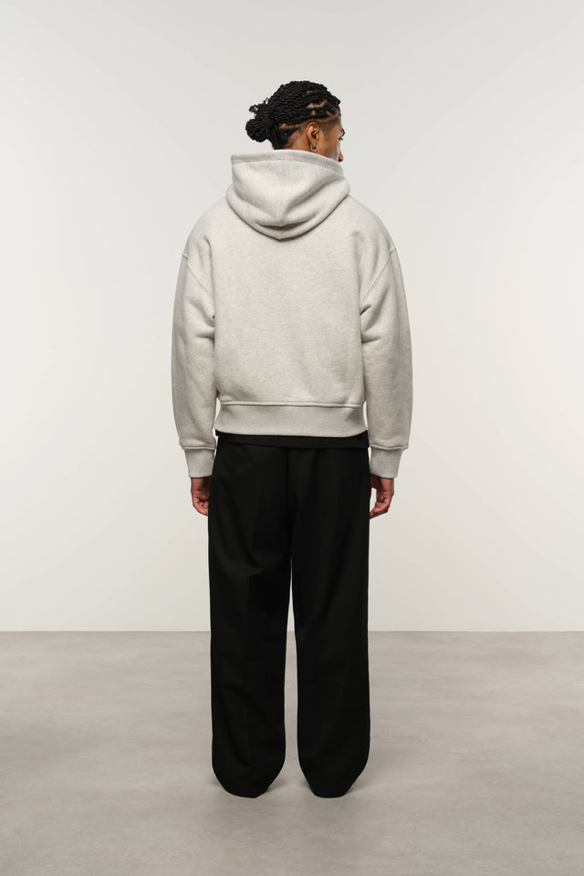 dual logo zip hoodie grey marl/black