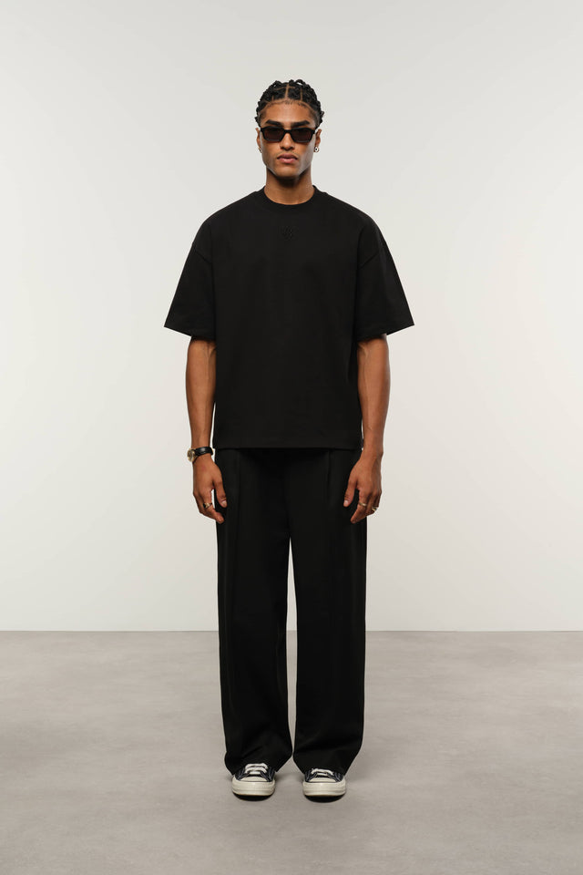 monogram mock neck t-shirt black