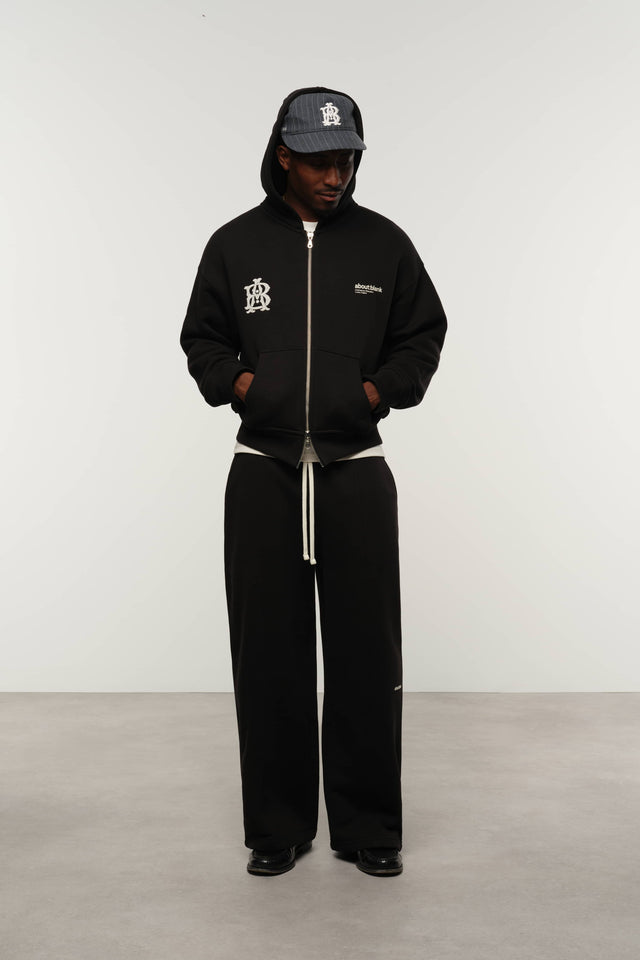 dual logo zip hoodie black/ecru