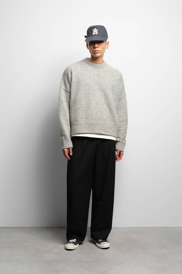 mohair knitted crewneck grey/ecru