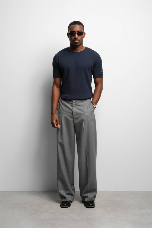 tailored wide leg trouser light grey