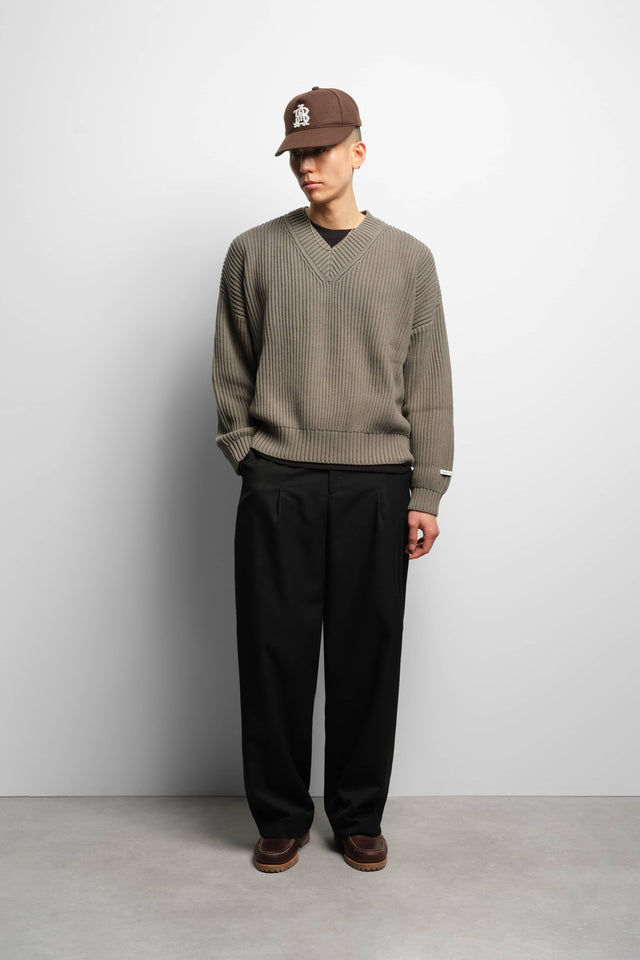 rib v-neck jumper sage