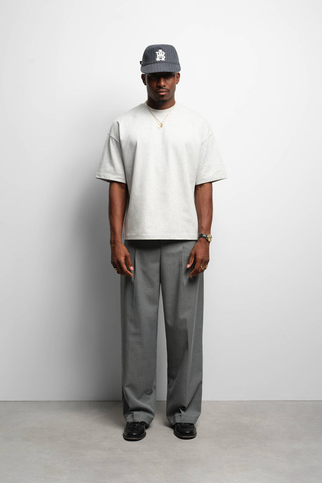 mock neck t-shirt grey marl/black