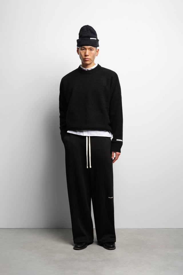 mohair knitted crewneck black/ecru