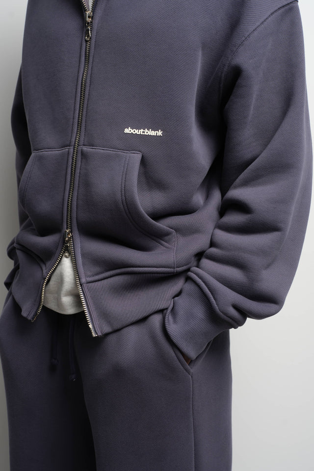 box zip hoodie smoke blue/ecru