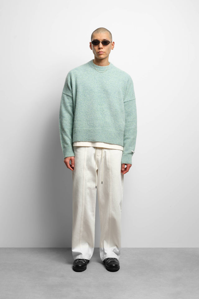 mohair knitted crewneck mint/ecru