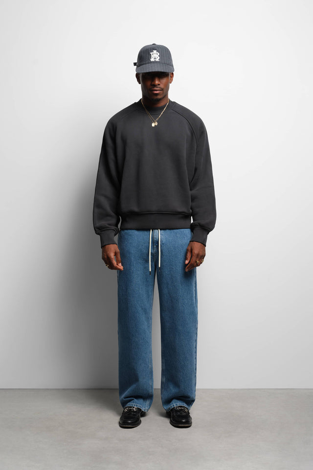 washed raglan sweat black