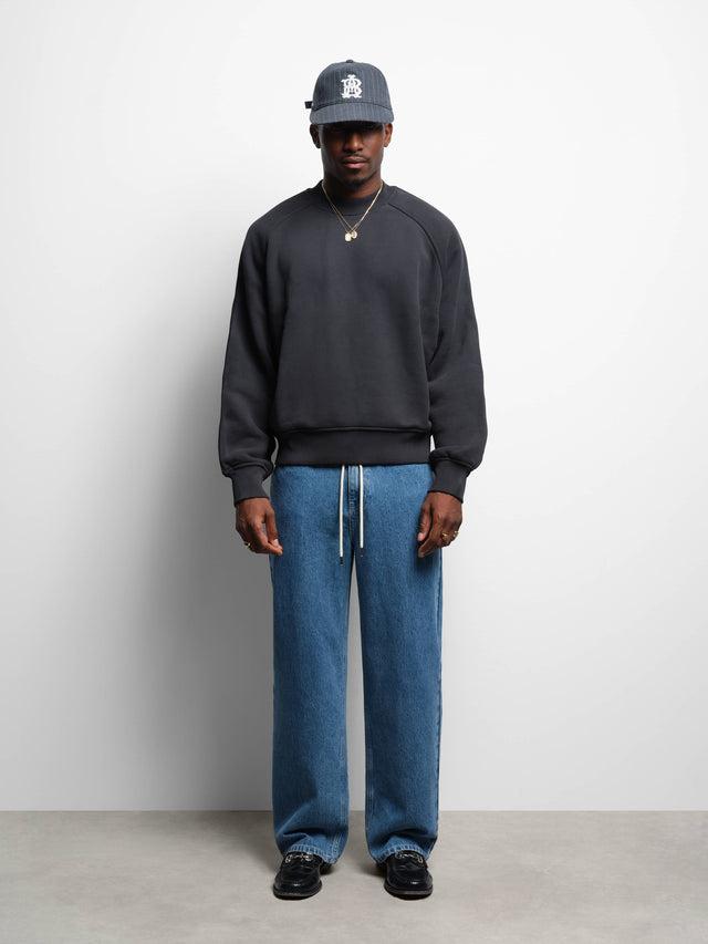 washed raglan sweat black