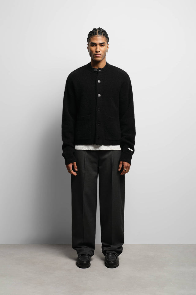 mohair grandad cardigan black