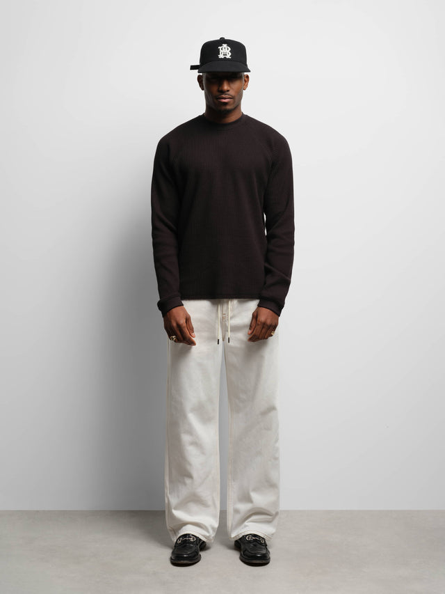 long sleeve waffle black