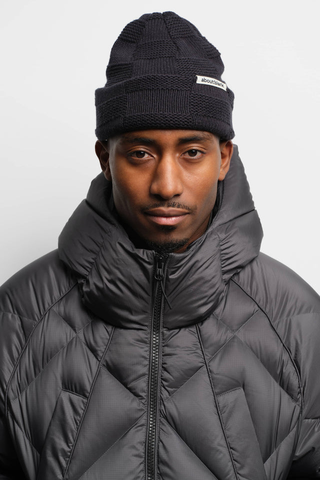 chequerboard beanie black