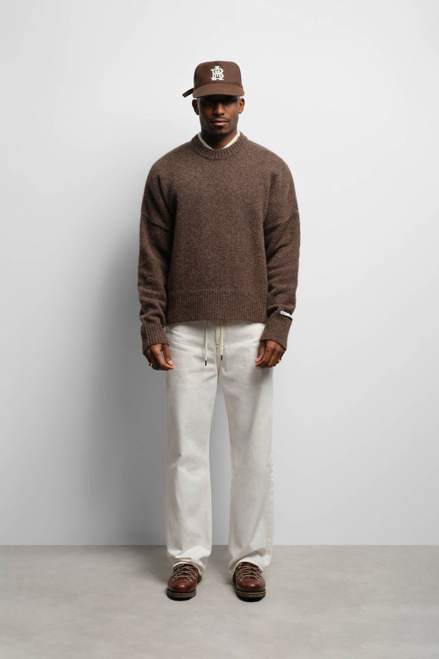 mohair knitted crewneck brown