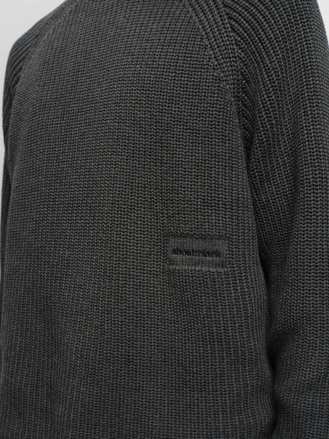 rib mock neck crew charcoal