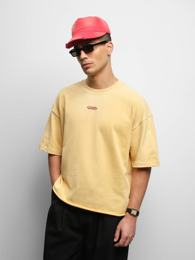 raw hem ellipse t-shirt yellow