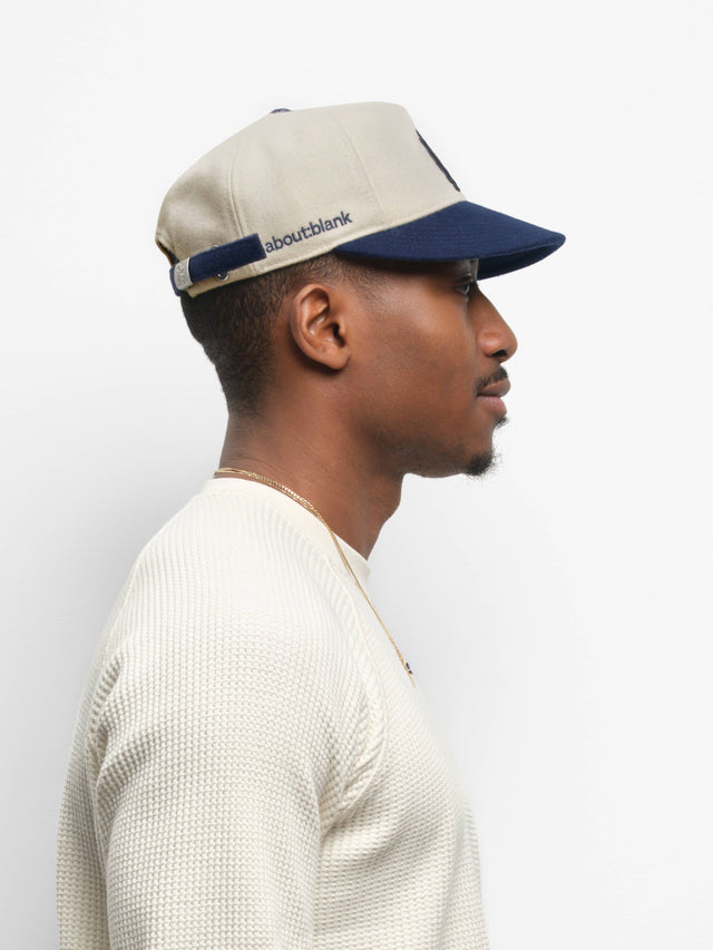 monogram wool cap ecru/navy