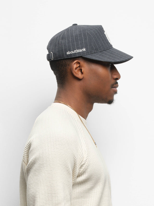monogram pinstripe cap charcoal/white