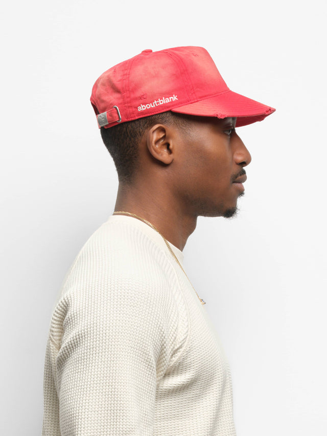 distressed cap washed red