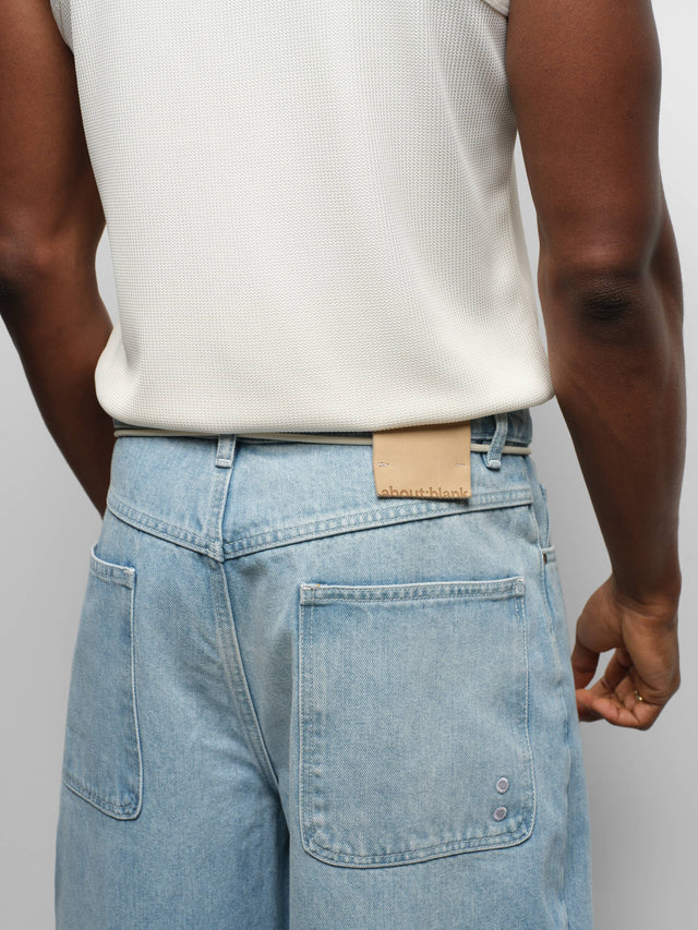 wide leg denim jean light blue wash