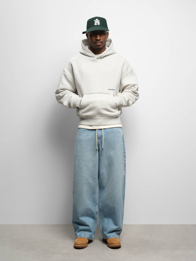 box hoodie grey marl/epsom green