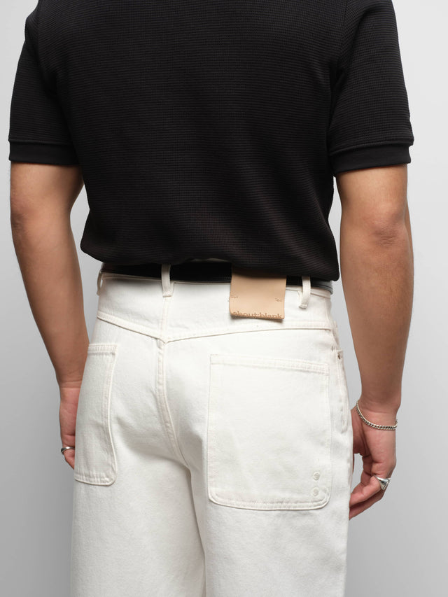 wide leg felled denim ecru