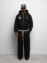 dual logo zip hoodie black/ecru