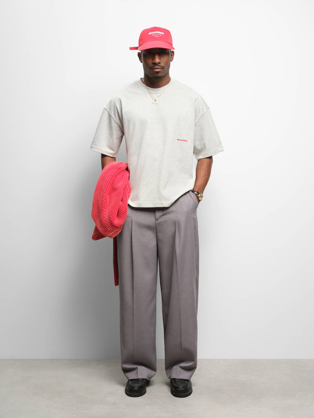 box t-shirt grey marl/red