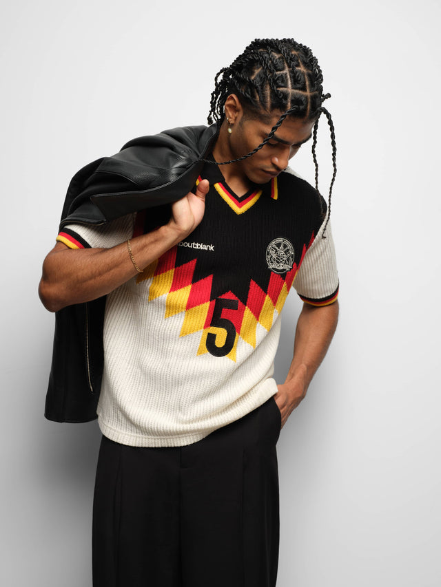 knitted football shirt white/black
