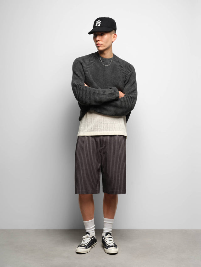 bermuda short grey pinstripe