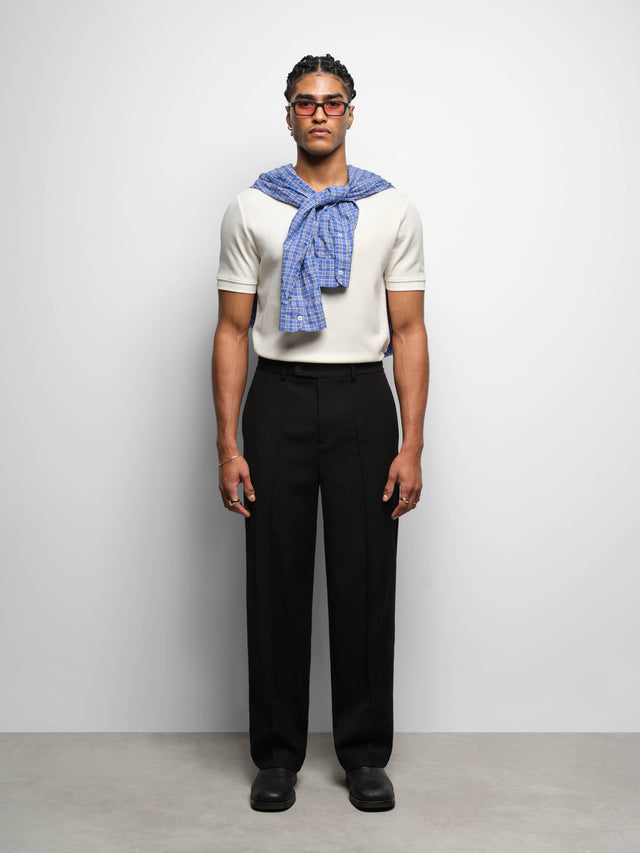 everyday pleated trousers black