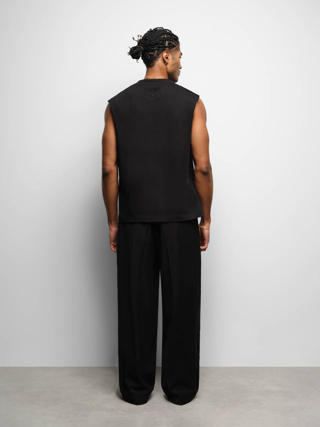 dual logo sleeveless t-shirt black