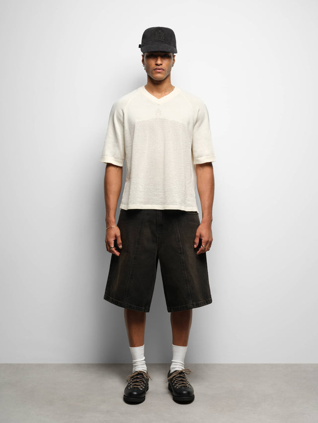 knitted baller top oat
