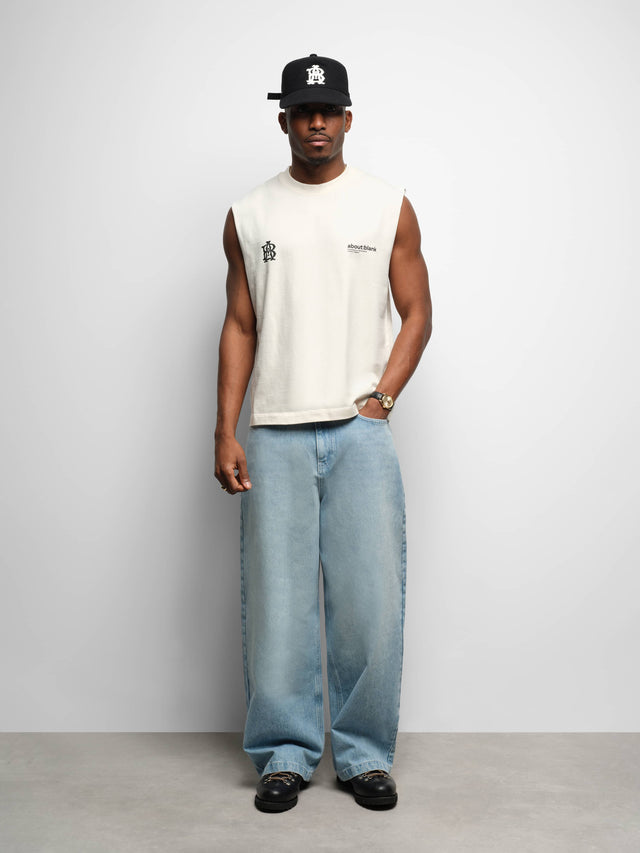 dual logo sleeveless t-shirt oat
