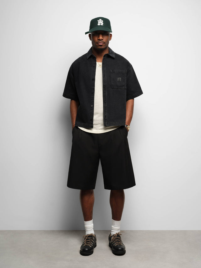 denim short sleeve shirt vintage black