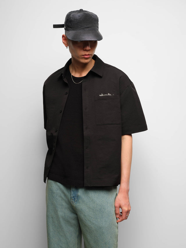 textured shirt black