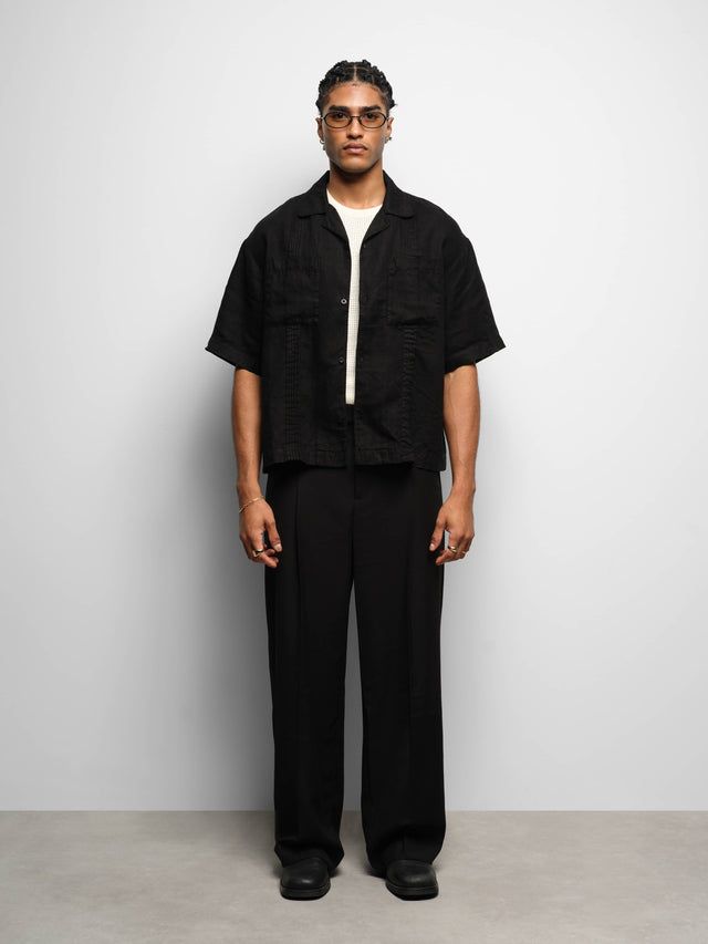 guayabera shirt black