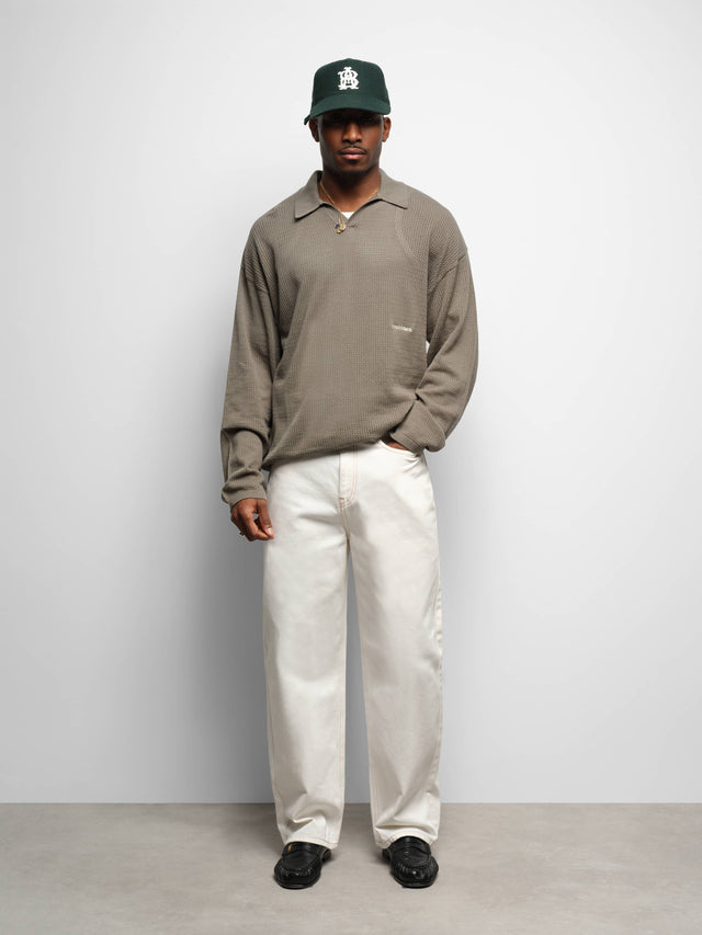 resort long sleeve knit polo sage