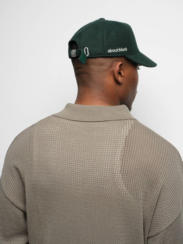 resort long sleeve knit polo sage